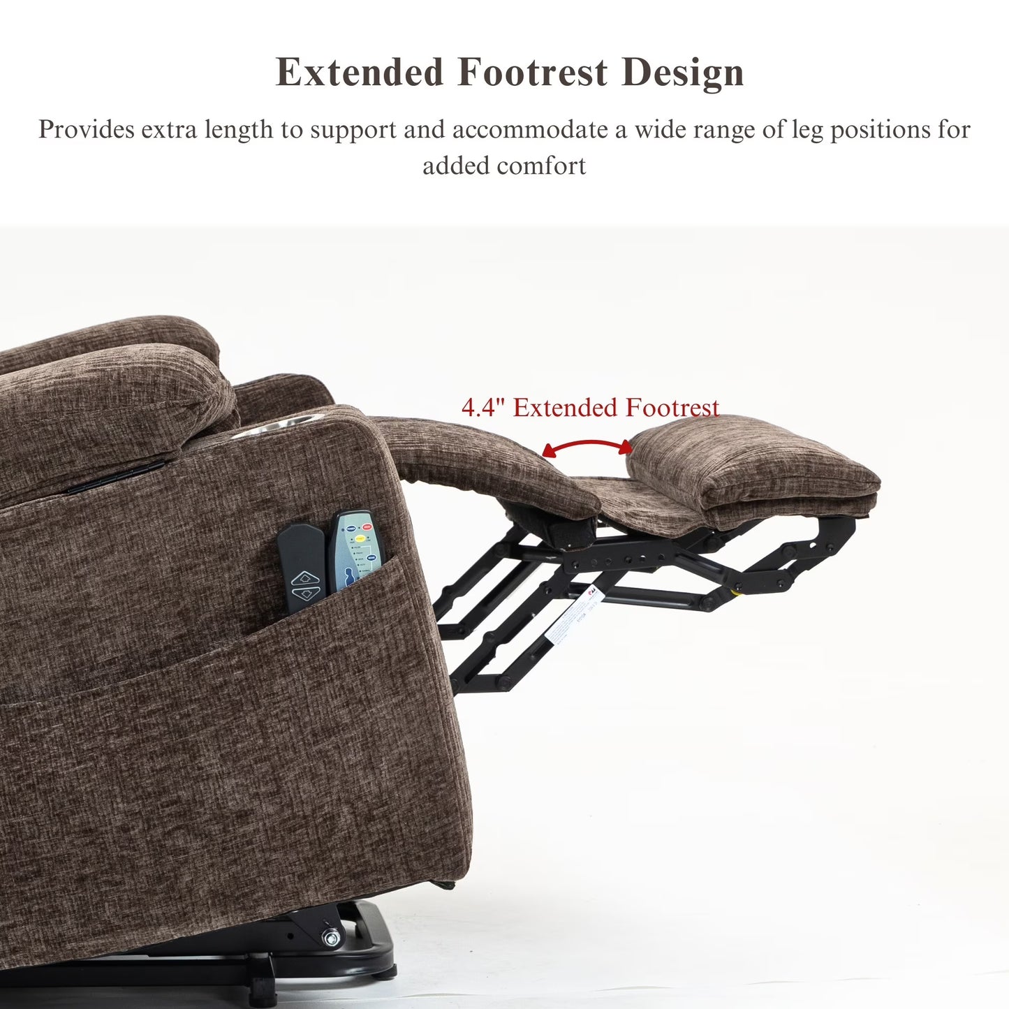 Oversized Recliner Chair 26-inch Wide Seat with Extended Footrest - Power Lift Recliner for Elderly with Heat Massage - Flip Arm Storage Cup Holders 350 lbs