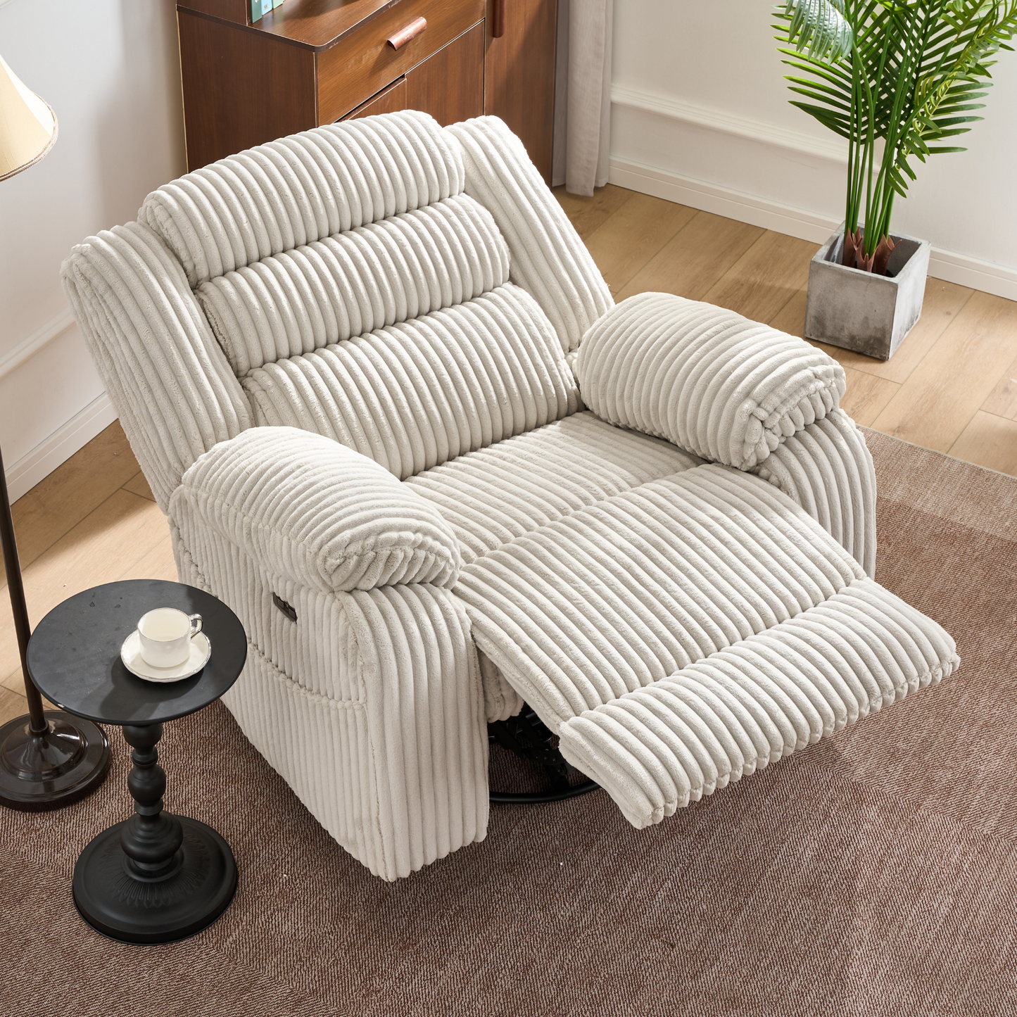 Extra Wide Power Swivel Rocking Recliner for Adults with Heat Massage, USB & Type-C Charging, Electric Glider Rocker Chair for Living Room Nursery Bedroom Office