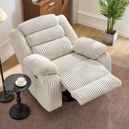Extra Wide Power Swivel Rocking Recliner for Adults with Heat Massage, USB & Type-C Charging, Electric Glider Rocker Chair for Living Room Nursery Bedroom Office