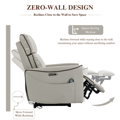 Zero Wall Hugger Power Recliner Chair Zero-Gravity Recliner with Adjustable Power Headrest