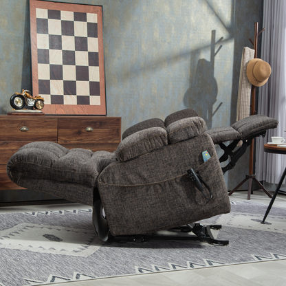 JUUXO Zenova 3-Motor Lift Chair, Zero Gravity Lay Flat Recliner with Heat & Massage - 400 lb - Dark Charcoal Grey Chenille