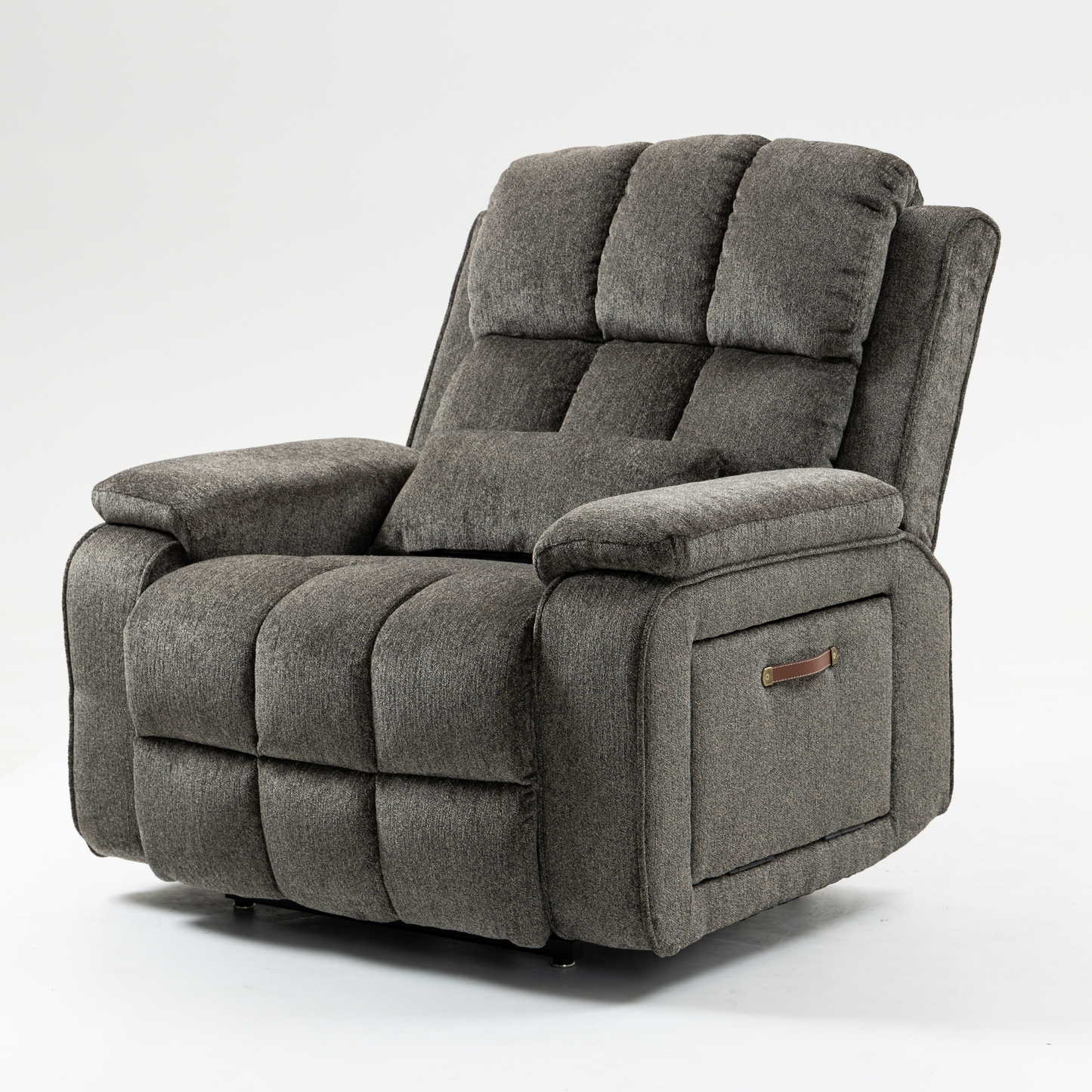 Elan Lay Flat Recliner Dual Motor Lift Chair with Heat & Massage - 400 lbs Capacity- Mocha Brown Chenille
