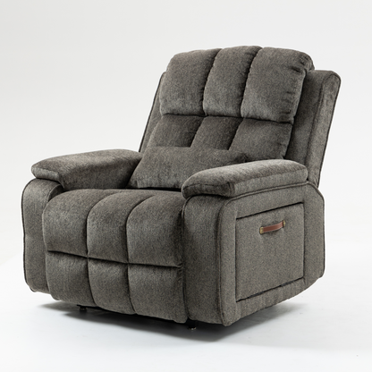 Elan Lay Flat Recliner Dual Motor Lift Chair with Heat & Massage - 400 lbs Capacity- Mocha Brown Chenille