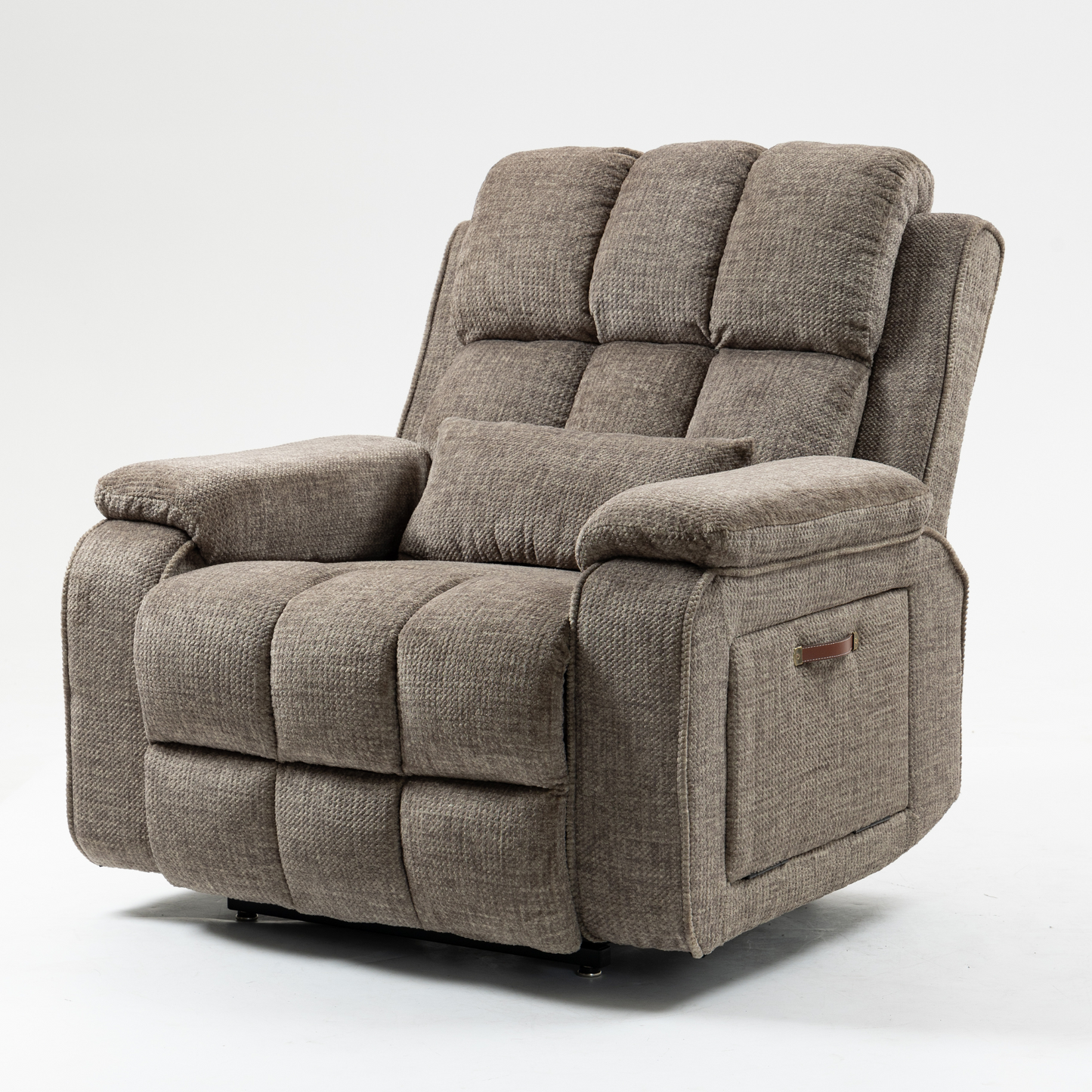 Elan Lay Flat Recliner Dual Motor Lift Chair with Heat & Massage - 400 lbs Capacity- Taupe Brown Chenille