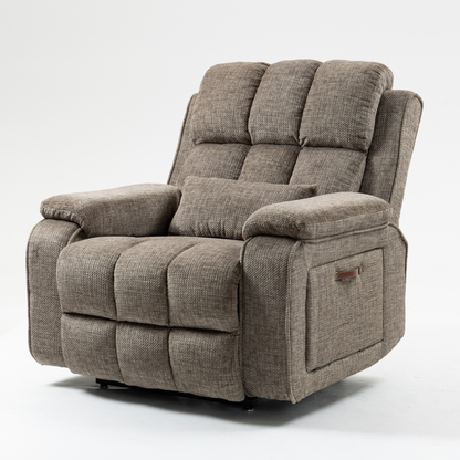 Elan Lay Flat Recliner Dual Motor Lift Chair with Heat & Massage - 400 lbs Capacity- Taupe Brown Chenille