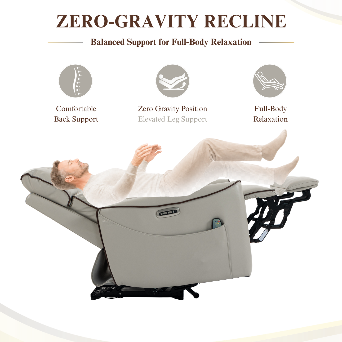 Zero Wall Hugger Power Recliner Chair Zero-Gravity Recliner with Adjustable Power Headrest