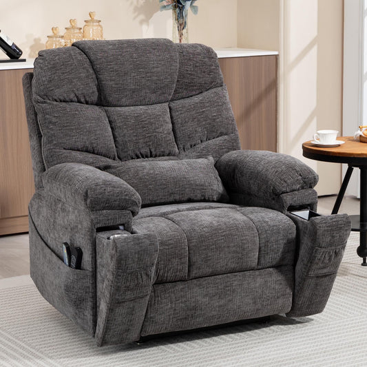 Power Lift Recliner Chairs for Elderly - Infinite Position Lay Flat Recliner with Heat & Massage Wireless Phone Charger - USB Type C Charging - Dual Motor Lift Chair 400 lbs