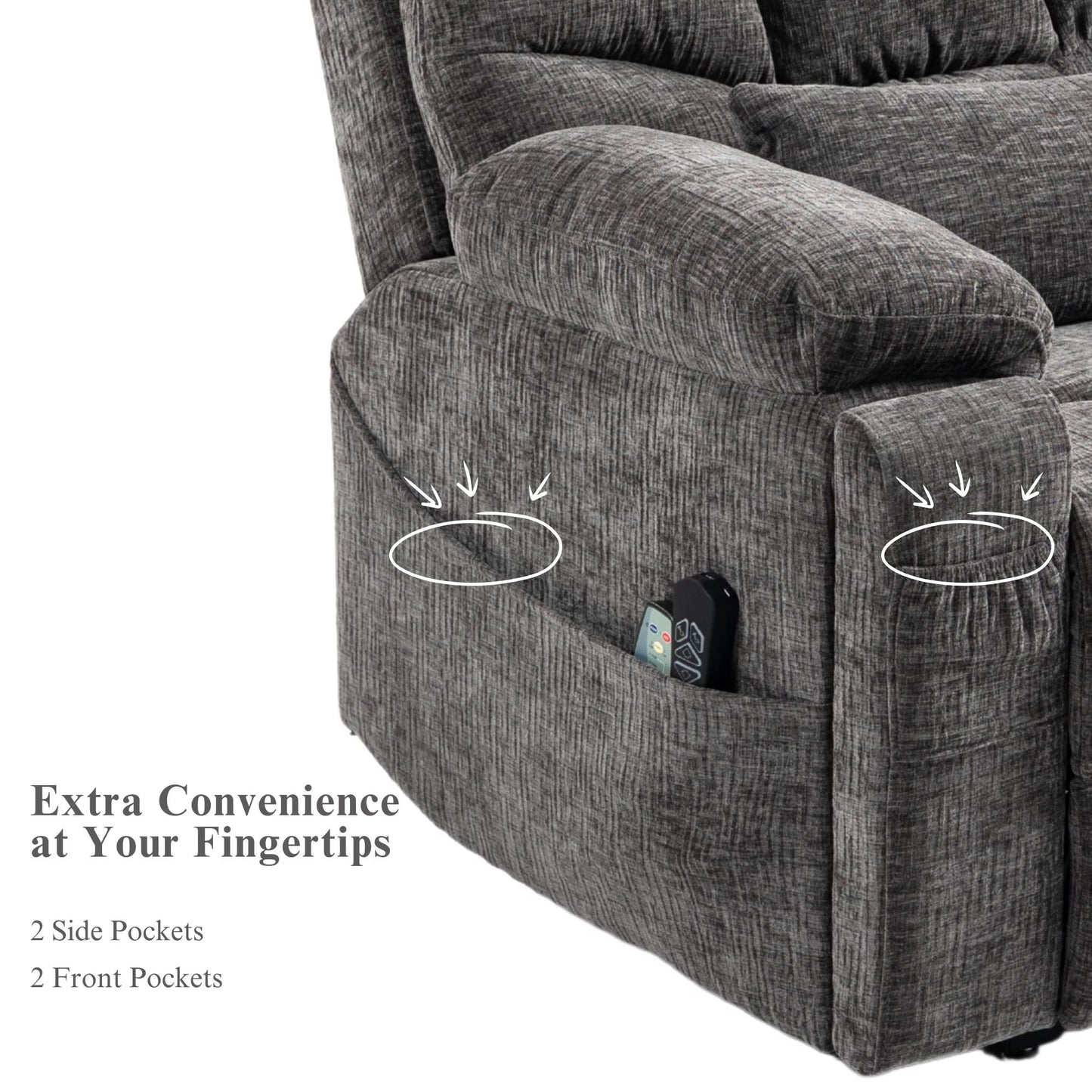 Power Lift Recliner Chairs for Elderly - Infinite Position Lay Flat Recliner with Heat & Massage Wireless Phone Charger - USB Type C Charging - Dual Motor Lift Chair 400 lbs
