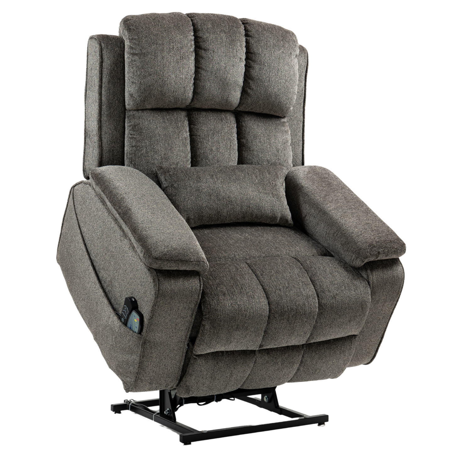 Elan Lay Flat Recliner Dual Motor Lift Chair with Heat & Massage - 400 lbs Capacity- Mocha Brown Chenille