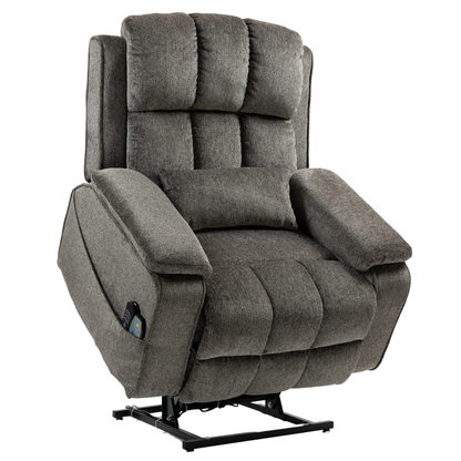 Elan Lay Flat Recliner Dual Motor Lift Chair with Heat & Massage - 400 lbs Capacity- Mocha Brown Chenille