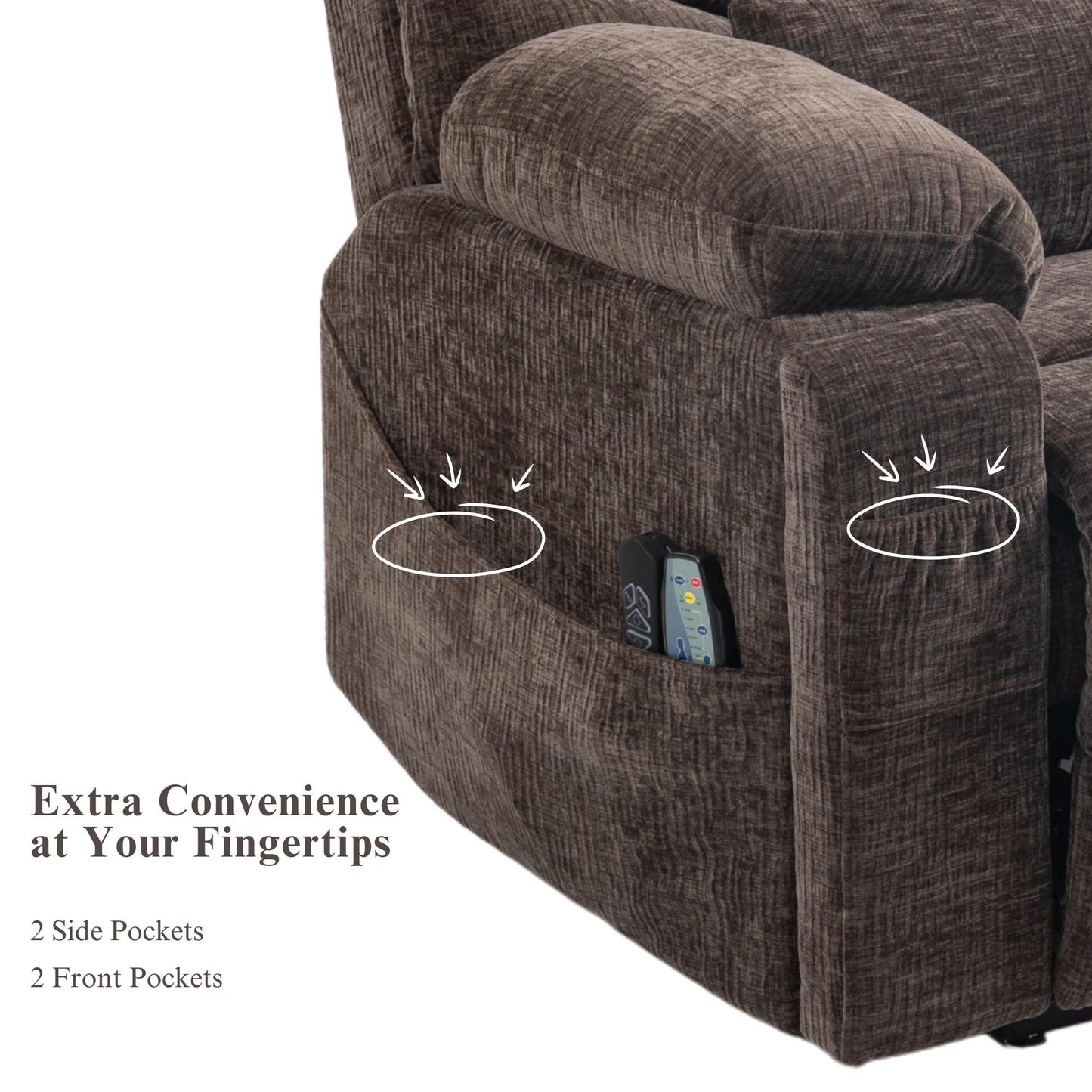 Power Lift Recliner Chairs for Elderly - Infinite Position Lay Flat Recliner with Heat & Massage Wireless Phone Charger - USB Type C Charging - Dual Motor Lift Chair 400 lbs (Copy)