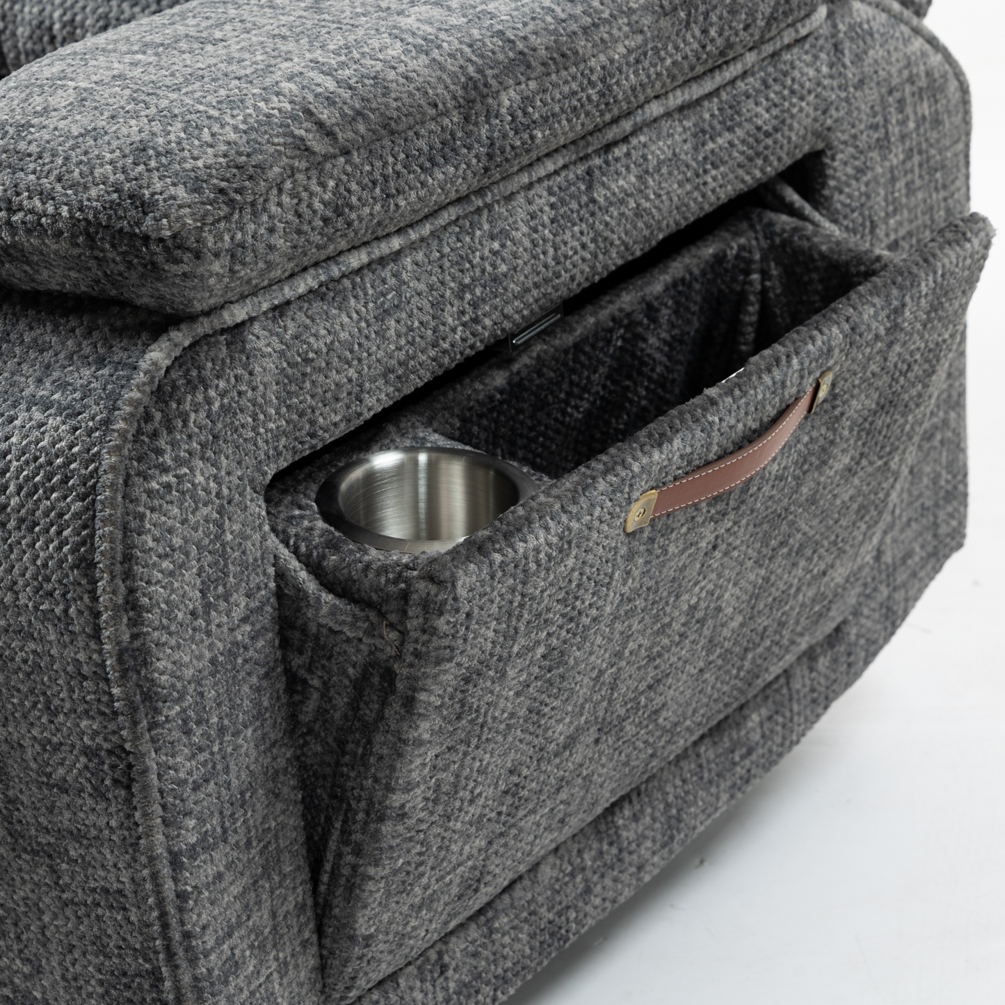 Elan Lay Flat Recliner Dual Motor Lift Chair with Heat & Massage - 400 lbs Capacity- Charcoal Grey Chenille