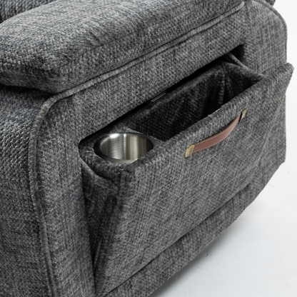 Elan Lay Flat Recliner Dual Motor Lift Chair with Heat & Massage - 400 lbs Capacity- Charcoal Grey Chenille