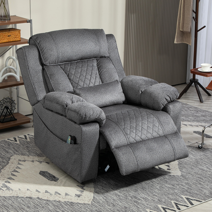 JUUXO Maximus Big Man Recliners Power Lift Chair with Heat & Massage - USB & Type C Charging- 400 lbs Capacity - Grey Chenille