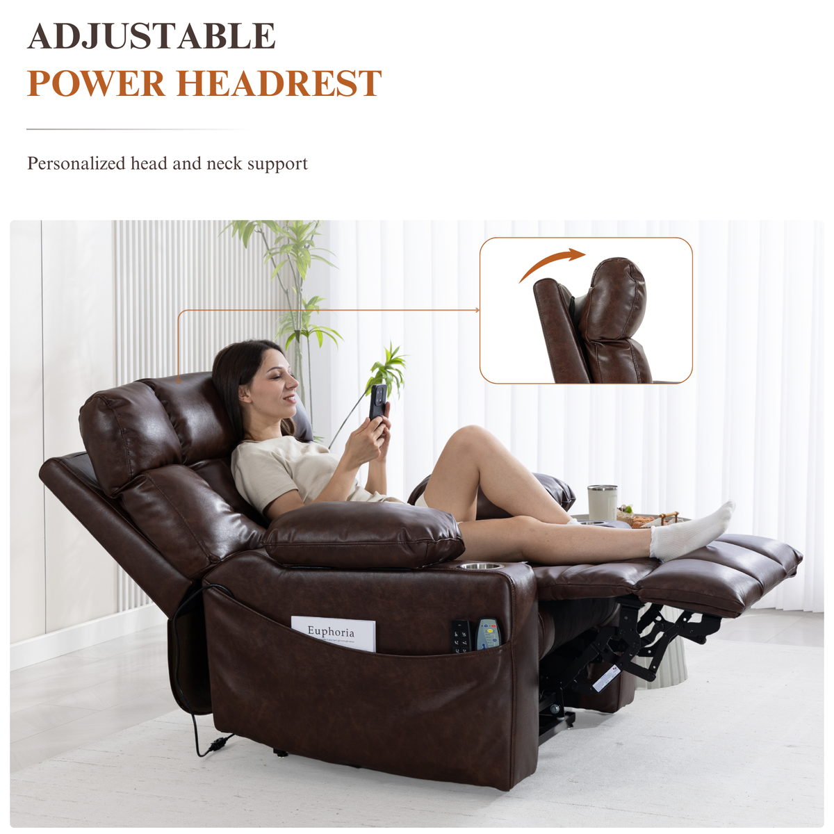 Triple Motor Power Lift Recliner Chair for Elderly, Lay Flat Recliner with Adjustable Headrest, Vibration Massage and Lumbar Heat, Flip-Open Arm Storage, Cup Holders