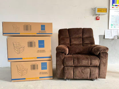 JUUXO Zenova 3-Motor Lift Chair, Zero Gravity Lay Flat Recliner with Heat & Massage - 400 lb - Dark Brown Chenille